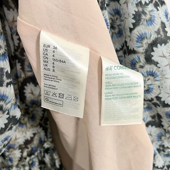 H&M Conscious Fairycore Flounced Dress Floral Feminine Chiffon Midi Size 4 - Picture 10 of 10